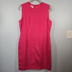 Talbots Petites Irish Linen Pink Sheath Dress Size 14P Summer Spring Dress